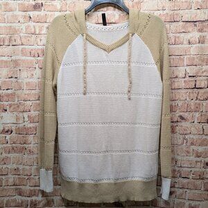 PrinStory Hooded Sweater White/Tan Size Med